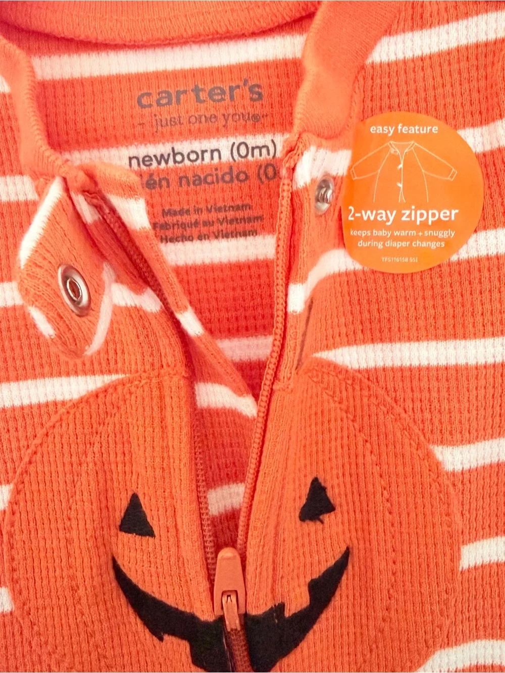 Carter's Halloween Pumpkin Footed Sleeper Newborn NWT